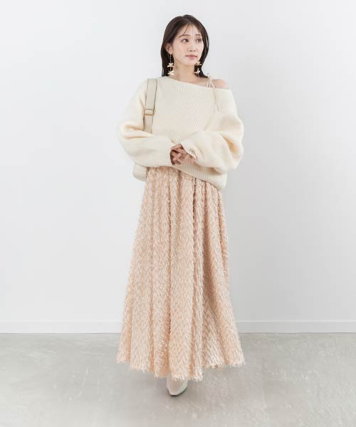 【SALE】【WEB限定カラーあり】クロップド丈ニット＆シャギーキャミワンピースセット