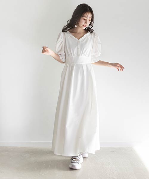 【SALE】ウエストタックフレアワンピース