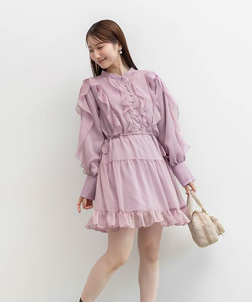 2WAY シフォンフリルワンピース