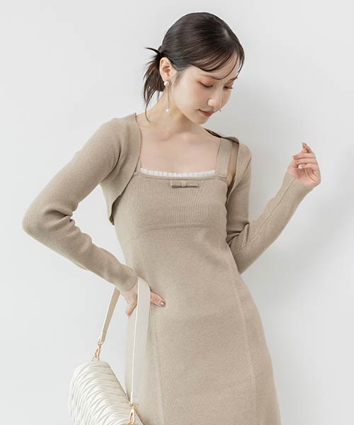 ボレロセットリブニットワンピース