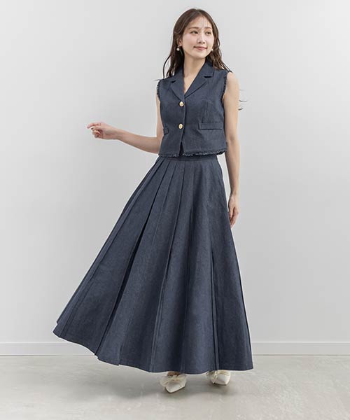 フリンジジレ&プリーツスカートセットアップ