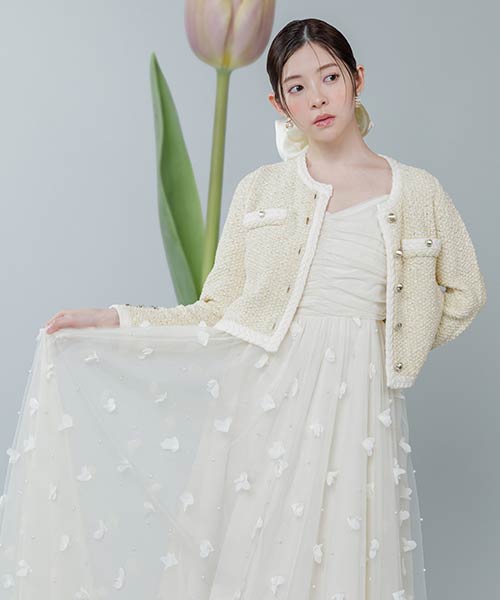 【Flower Collection】3Dフラワーチュールキャミワンピース