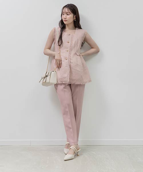 【26SS】フリンジツイードペプラムセットアップ