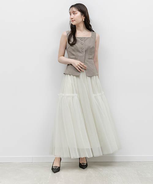【26SS】ジレ＆チュールスカートセット