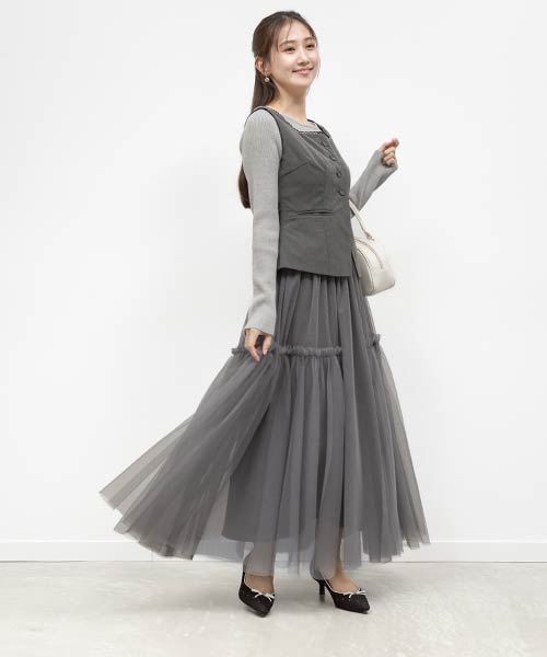 【26SS】ジレ＆チュールスカートセット