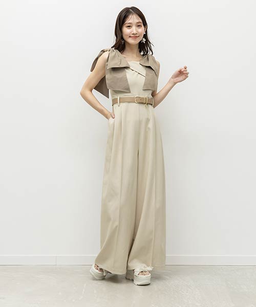 2WAY リボンショルダーロンパース