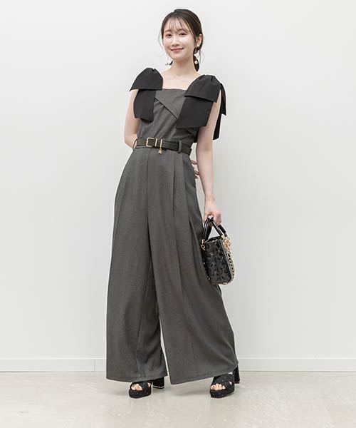 2WAY リボンショルダーロンパース