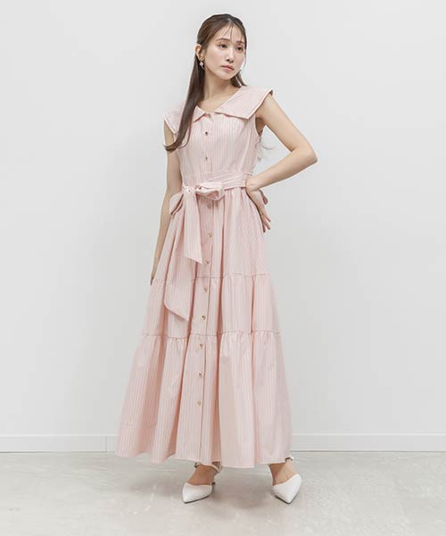 ロゴ刺繍シャツティアードワンピース