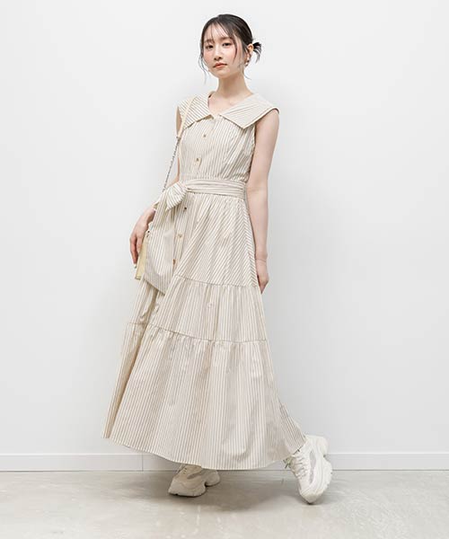 ロゴ刺繍シャツティアードワンピース