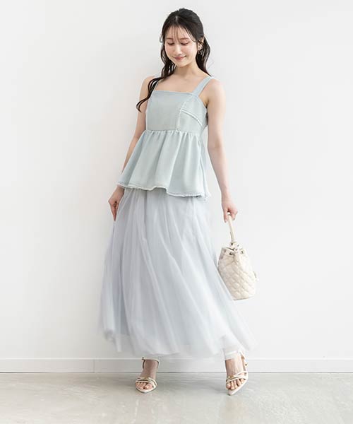 ペプラムビスチェセットチュールスカート