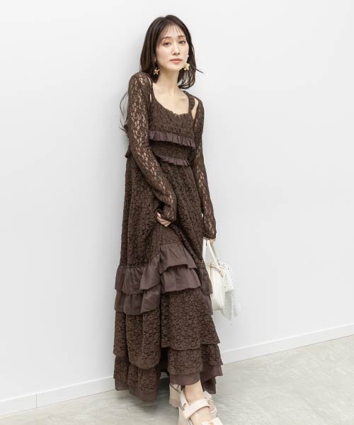 カットレースキャミワンピース×ボレロセット