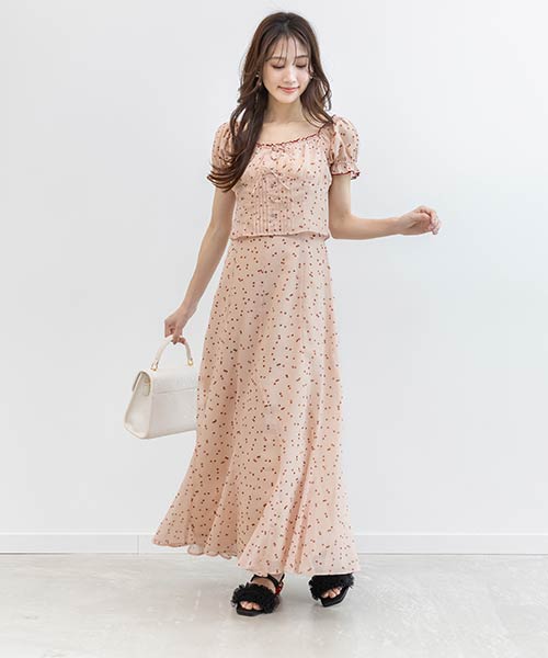 【Cherry&Strawberry】チェリープリントシフォンワンピース