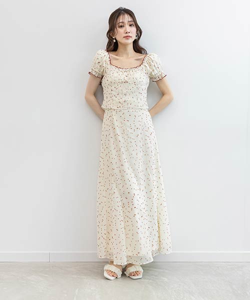 【Cherry＆Strawberry】チェリープリントシフォンワンピース