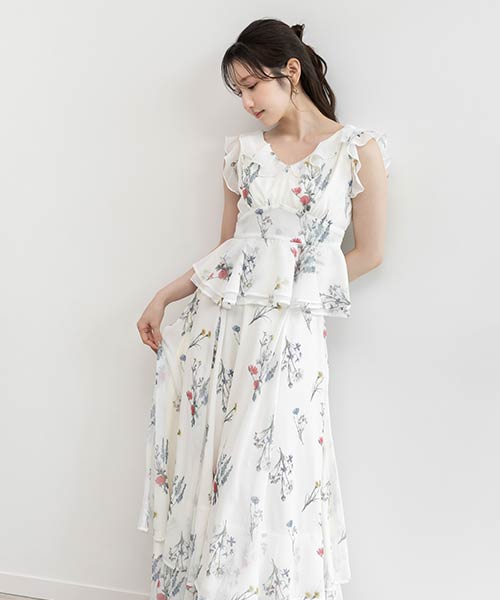 【Botanical Bloom】ボタニカルフラワーブラウスセットスカート