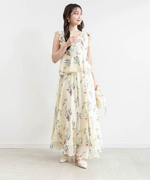【Botanical Bloom】ボタニカルフラワーブラウスセットスカート