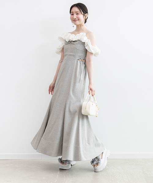 バブルフリルマーメイドキャミワンピース