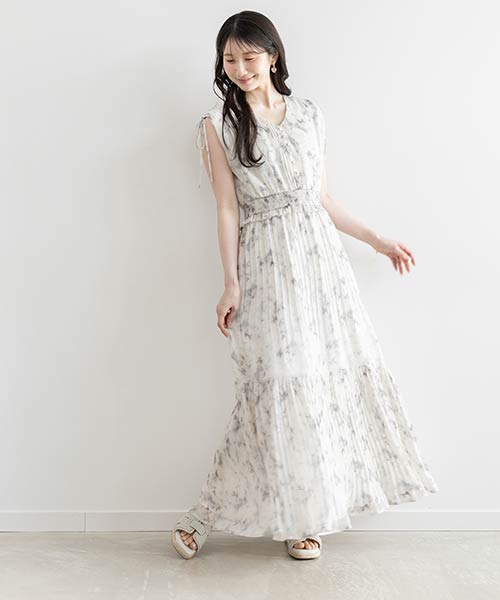 プリーツティアードシフォンワンピース