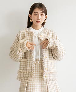 【佐藤晴美さん着用】ツイードパールディティールジャケット
