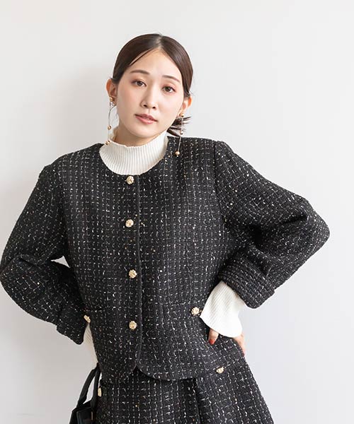 【SALE】ノーカラークロップドジャケット