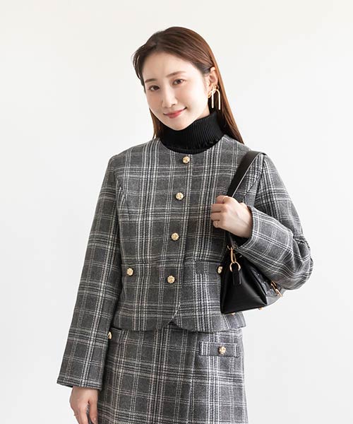 【SALE】ノーカラークロップドジャケット