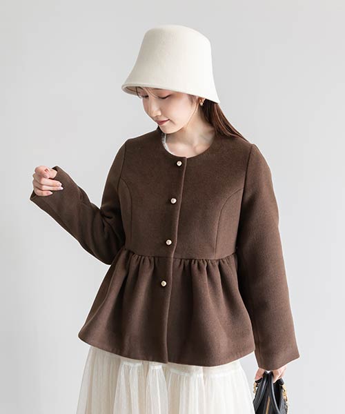 【SALE】ウールライクペプラムショートコート
