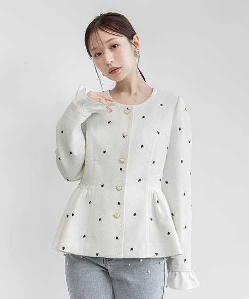 【Heart Collection】ハートモチーフツイードペプラムジャケット