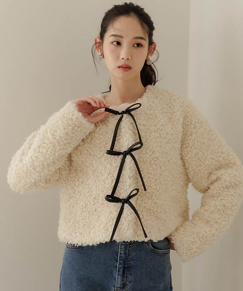 リボンデザインブークレボアジャケット