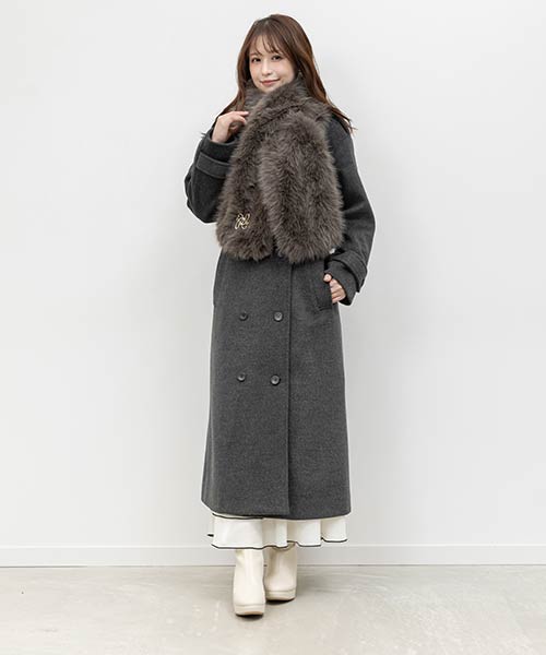 マルチWAY フェイクファーティペットベルテッドロングコート
