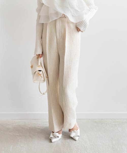 【SALE】ベルト付きストレートワイドシルエットパンツ