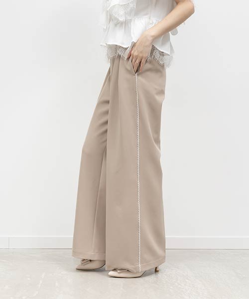 ラインレースタックワイドパンツ