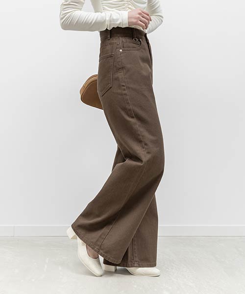 【00サイズあり】レーススカーフ付きワイドデニムパンツ