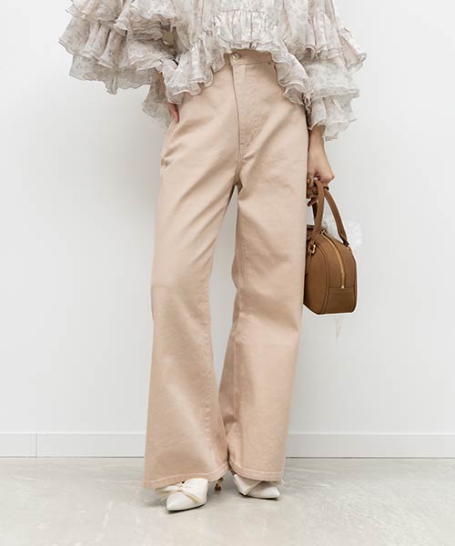 【00サイズあり】レーススカーフ付きワイドデニムパンツ