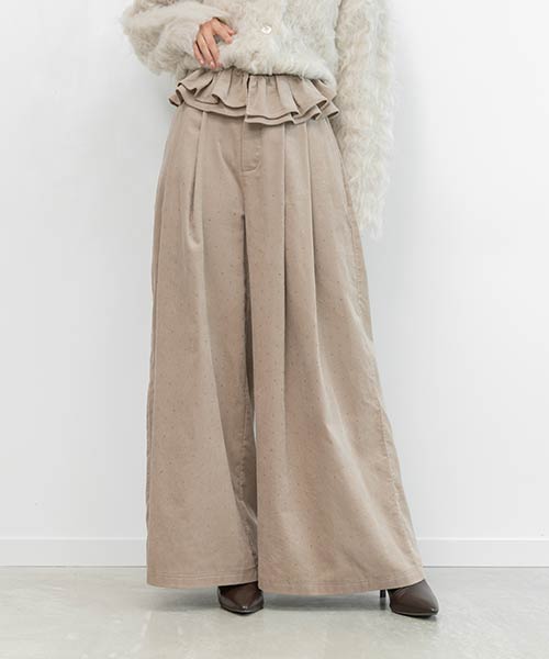 ホットフィックスストーンコーデュロイワイドパンツ