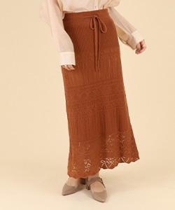 【SALE】透かし編みデザインニットスカート