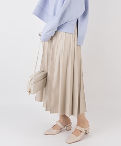 【SALE】フェイクレザープリーツスカート