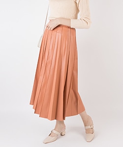 【SALE】フェイクレザープリーツスカート
