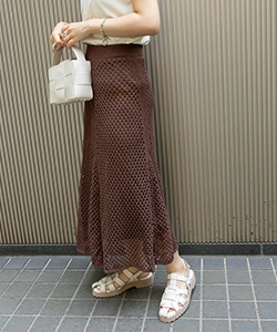 【SALE】【選べる丈感】透かし編みニットスカート