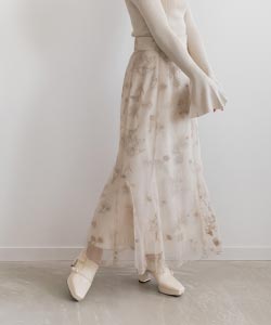 【SALE】【Original Flower Collection】オリジナルフラワー刺繍スカート