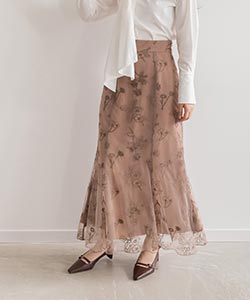 【SALE】【Original Flower Collection】オリジナルフラワー刺繍スカート