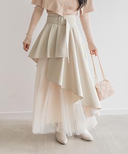 【佐藤晴美さん着用】チュールドッキングフレアスカート