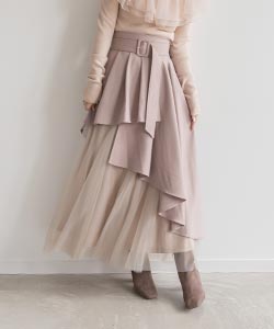 【佐藤晴美さん着用】チュールドッキングフレアスカート