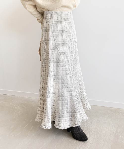 【SALE】エスカルゴラメツイードスカート