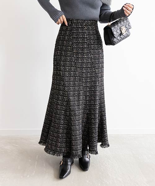 【SALE】エスカルゴラメツイードスカート