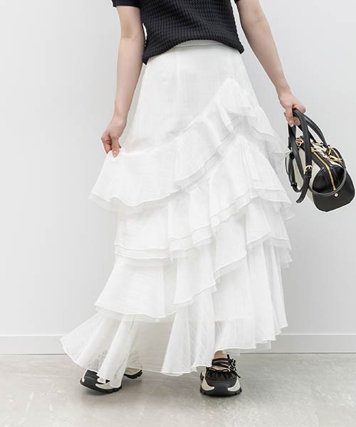 シアーティアードフレアスカート
