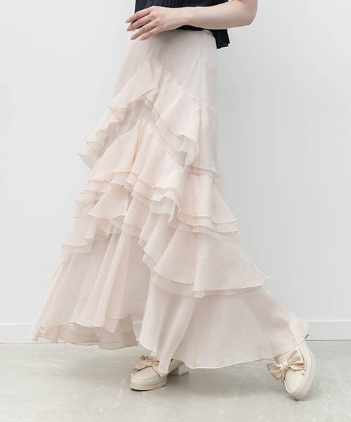 シアーティアードフレアスカート