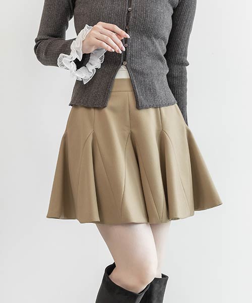 ダブルベルトフレアミニスカート