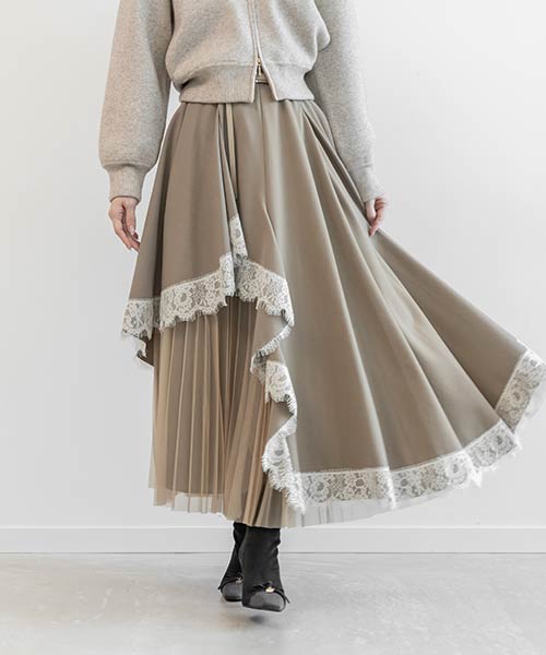 アシンメトリーレーストリムスカート