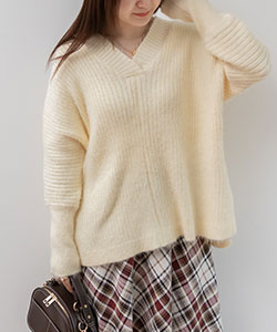 【SALE】Vネックシャギーニット