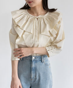 【SALE】ダブルパフデザインブラウス