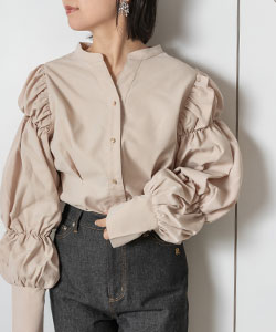 【SALE】袖ティアードバルーンブラウス